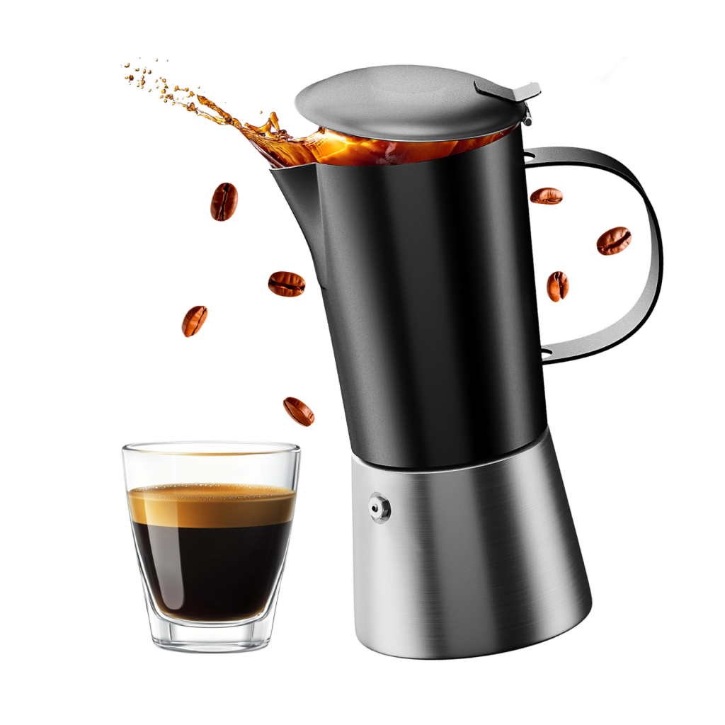 Stovetop Espresso Maker — Black & Silver